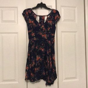 Abercrombie & Fitch floral cut out dress blue